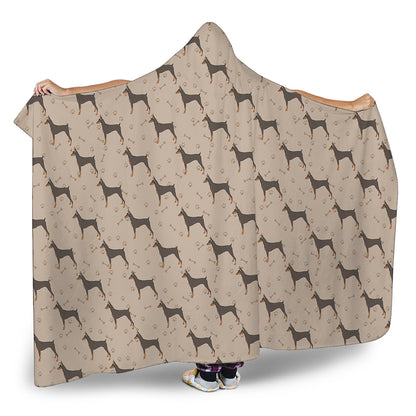 Doberman Pinscher Pattern Print Hooded Blanket