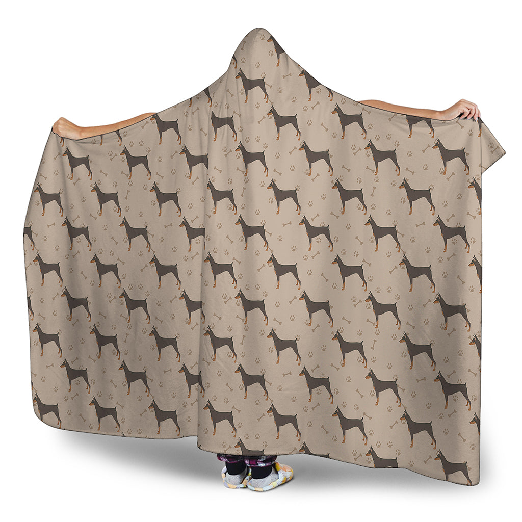 Doberman Pinscher Pattern Print Hooded Blanket