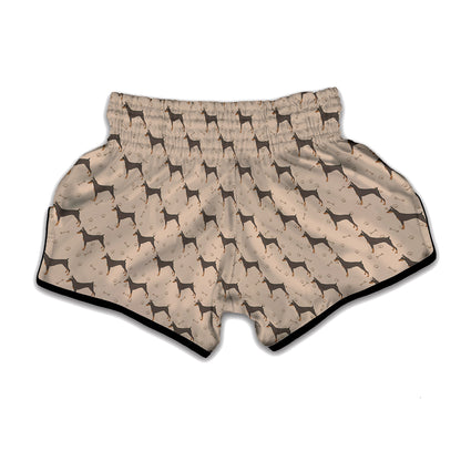 Doberman Pinscher Pattern Print Muay Thai Boxing Shorts