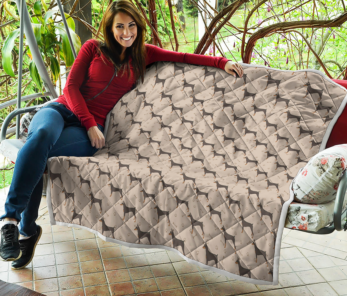 Doberman Pinscher Pattern Print Quilt