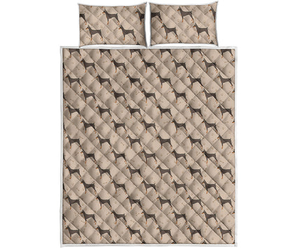 Doberman Pinscher Pattern Print Quilt Bed Set