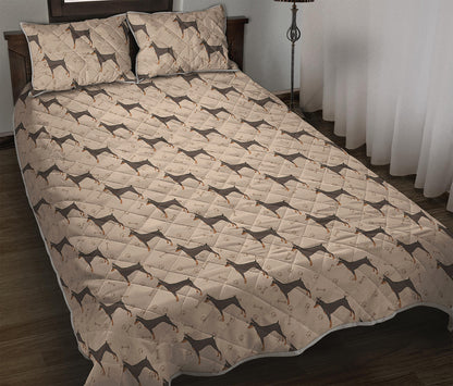 Doberman Pinscher Pattern Print Quilt Bed Set