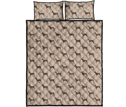 Doberman Pinscher Pattern Print Quilt Bed Set