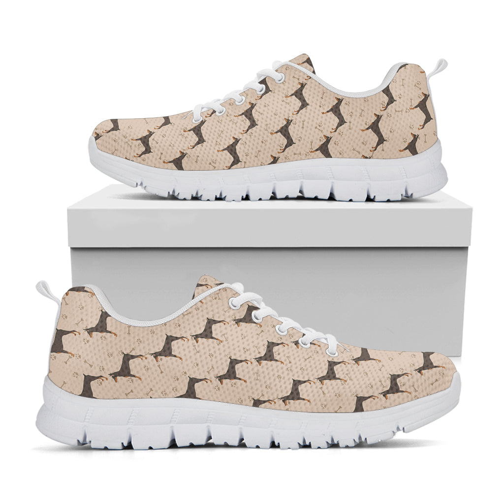 Doberman Pinscher Pattern Print White Sneakers