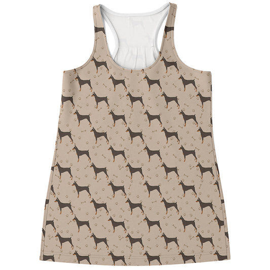 Doberman Pinscher Pattern Print Women's Racerback Tank Top