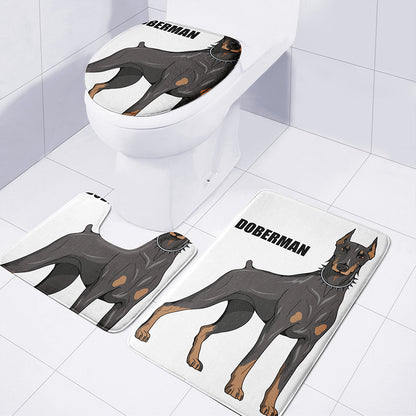 Doberman Pinscher Print 3 Piece Bath Mat Set