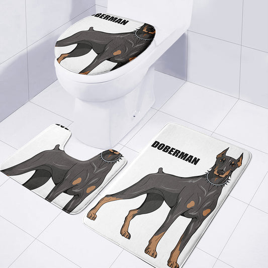 Doberman Pinscher Print 3 Piece Bath Mat Set
