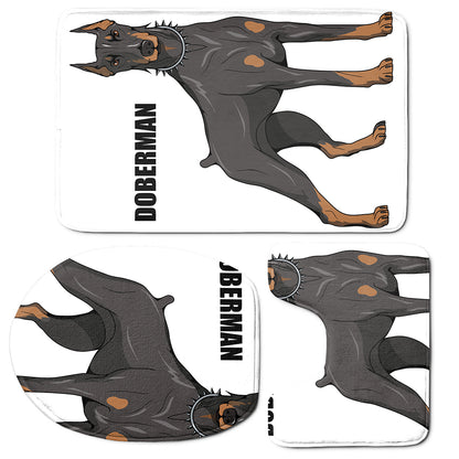 Doberman Pinscher Print 3 Piece Bath Mat Set