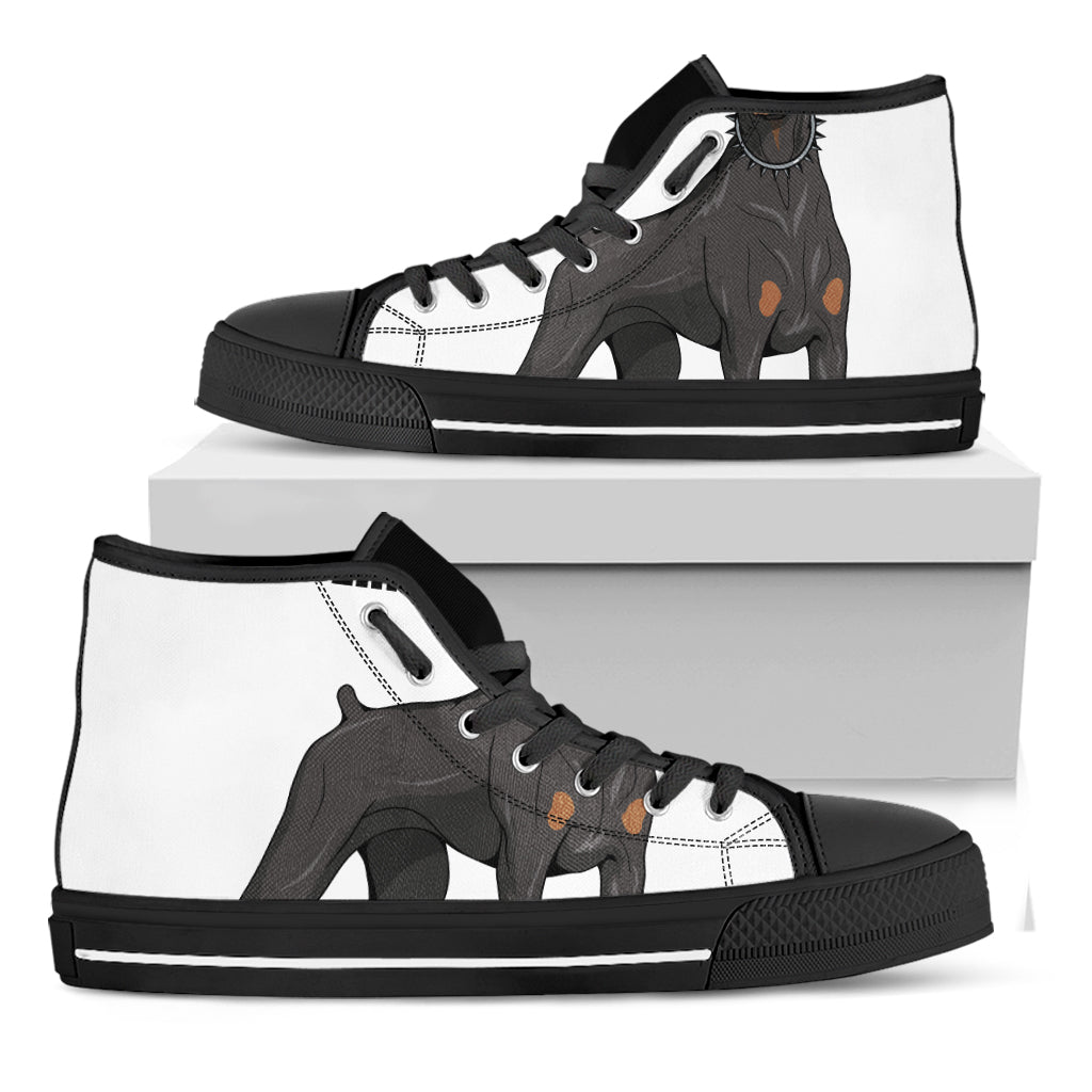 Doberman Pinscher Print Black High Top Shoes