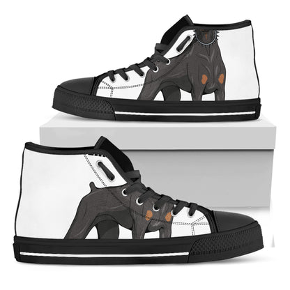Doberman Pinscher Print Black High Top Shoes