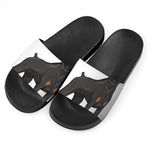 Doberman Pinscher Print Black Slide Sandals
