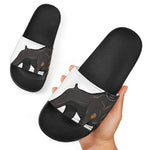 Doberman Pinscher Print Black Slide Sandals