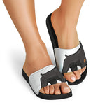 Doberman Pinscher Print Black Slide Sandals