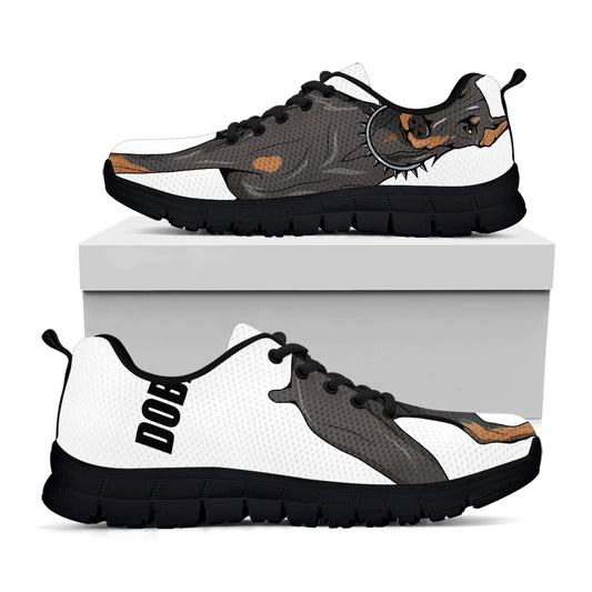 Doberman Pinscher Print Black Sneakers