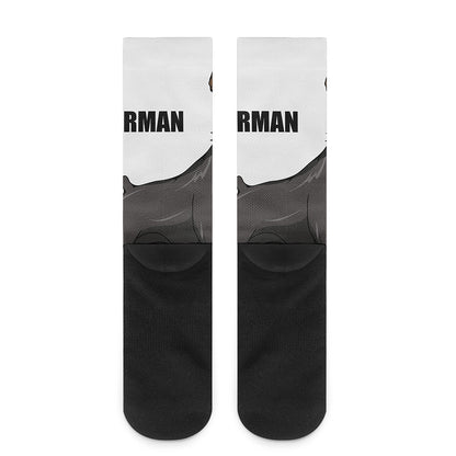 Doberman Pinscher Print Crew Socks