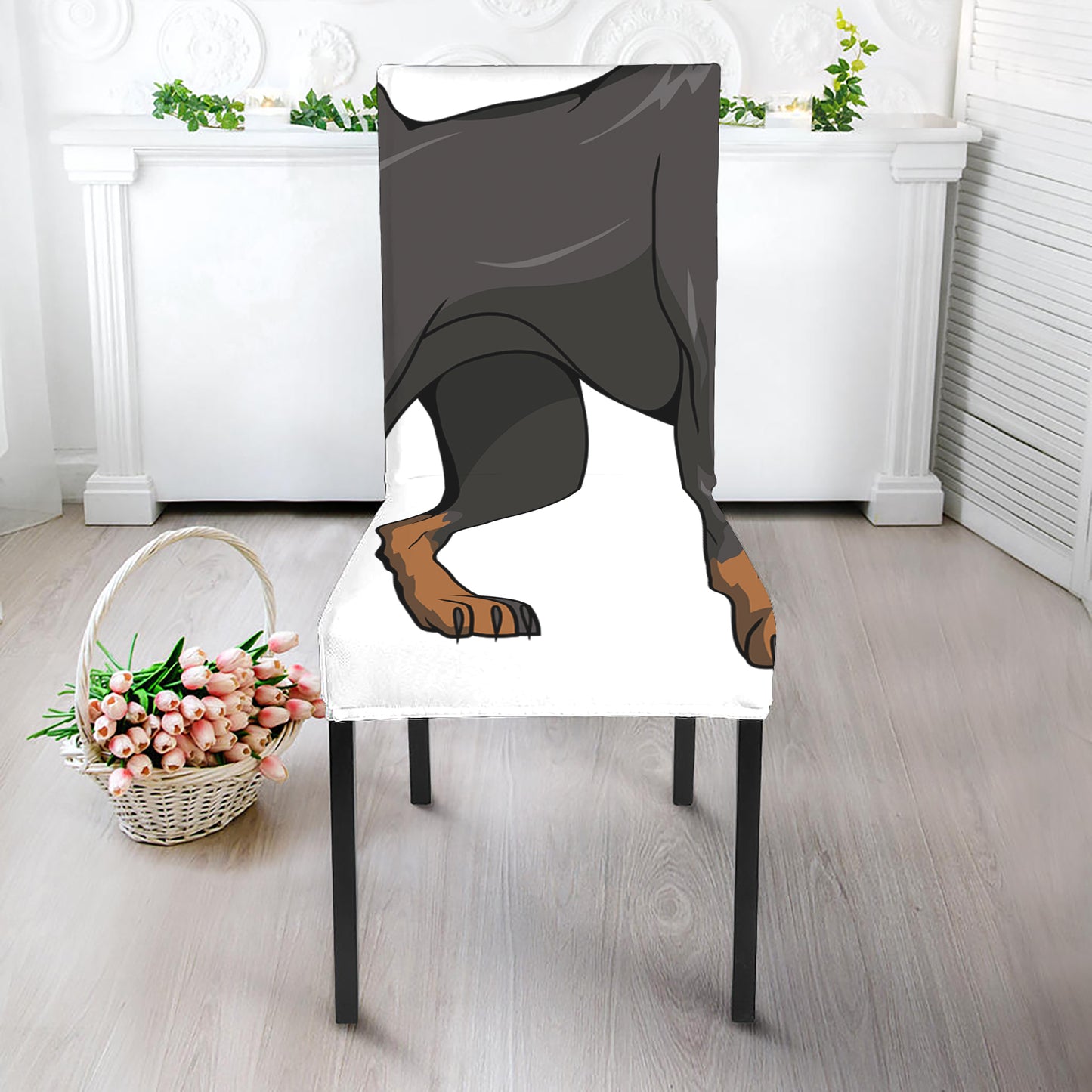 Doberman Pinscher Print Dining Chair Slipcover