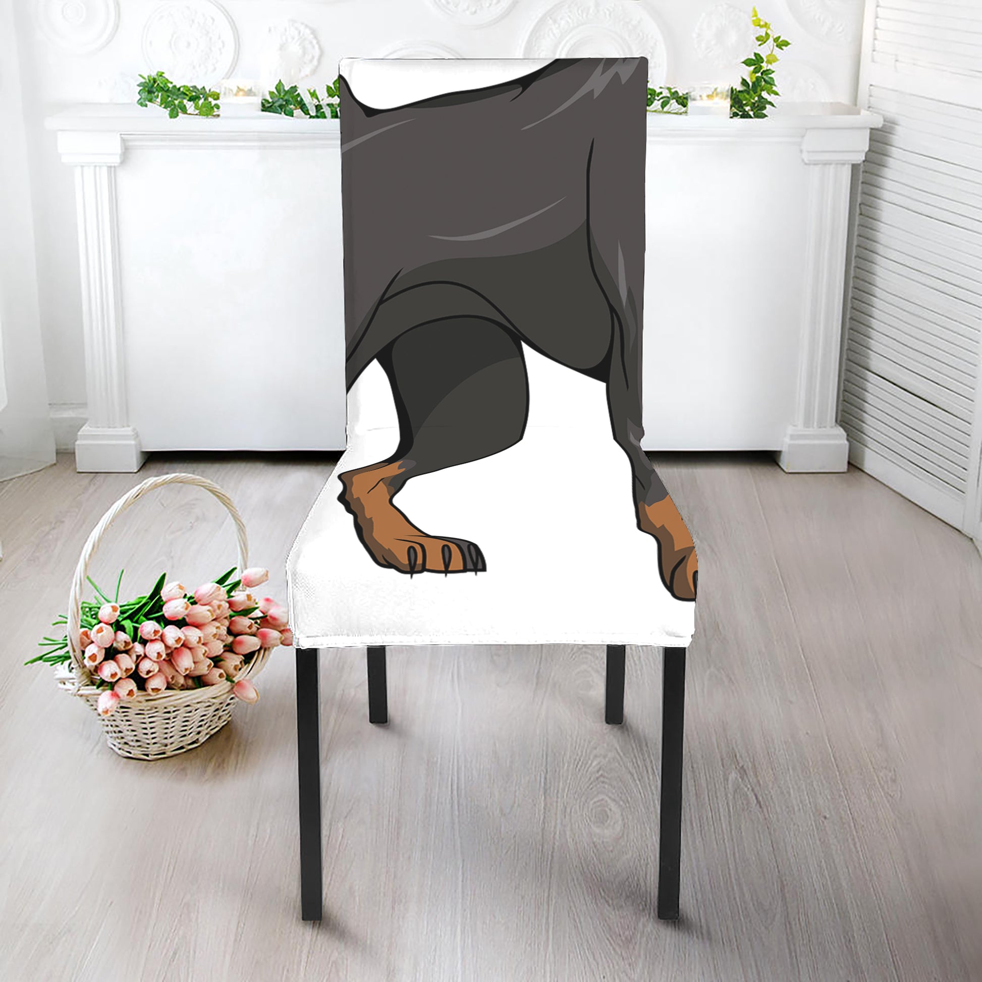 Doberman Pinscher Print Dining Chair Slipcover