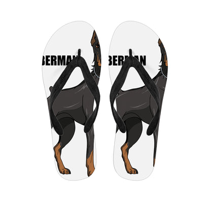 Doberman Pinscher Print Flip Flops