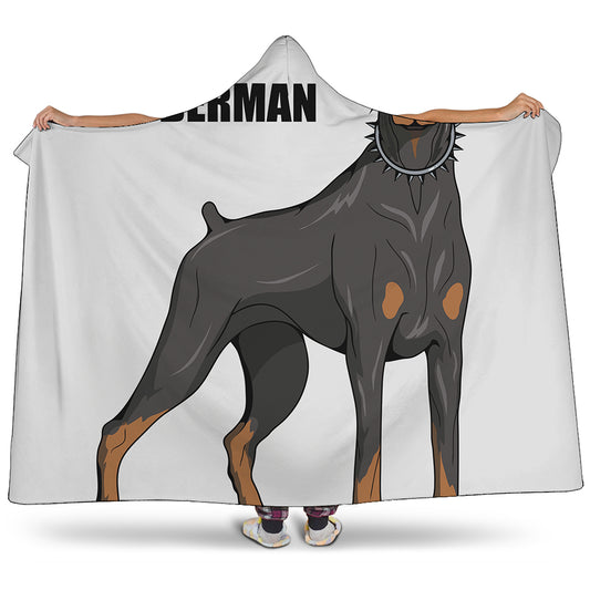 Doberman Pinscher Print Hooded Blanket