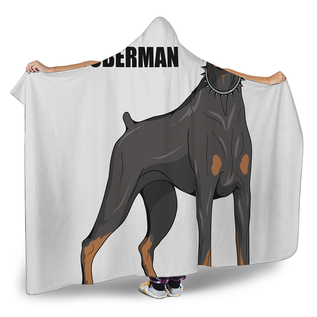 Doberman Pinscher Print Hooded Blanket