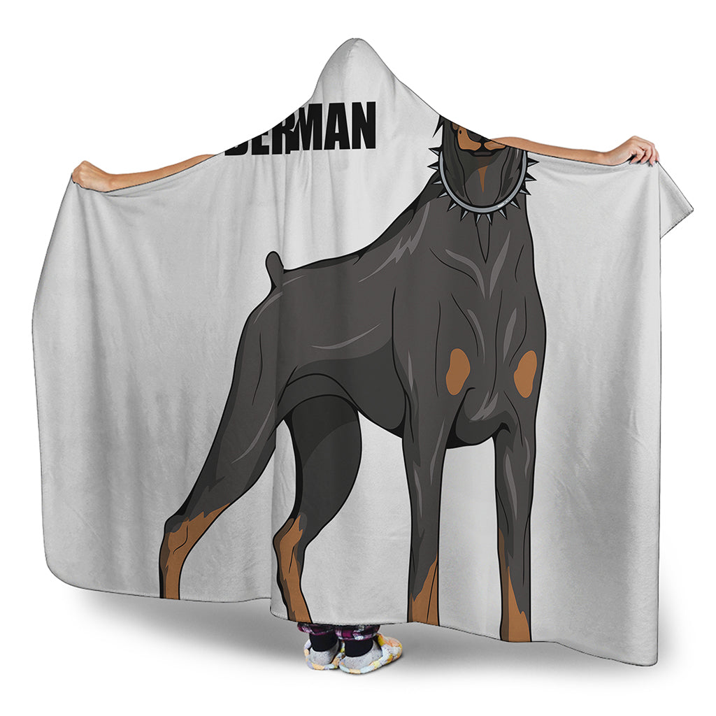 Doberman Pinscher Print Hooded Blanket