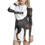 Doberman Pinscher Print Pullover Hoodie Dress