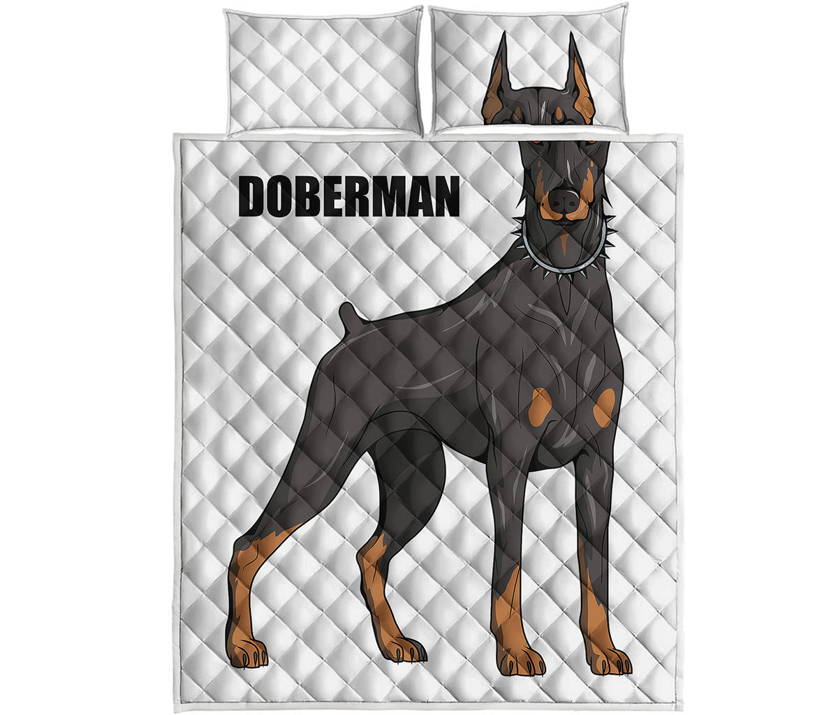 Doberman Pinscher Print Quilt Bed Set