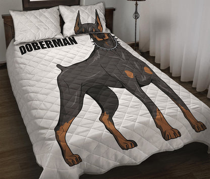 Doberman Pinscher Print Quilt Bed Set