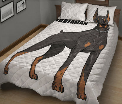 Doberman Pinscher Print Quilt Bed Set