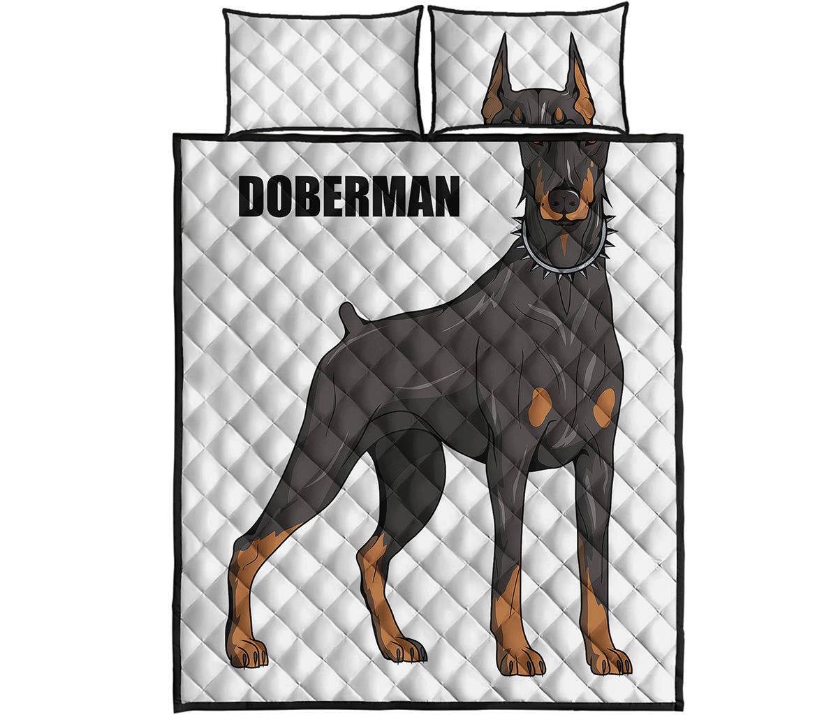 Doberman Pinscher Print Quilt Bed Set