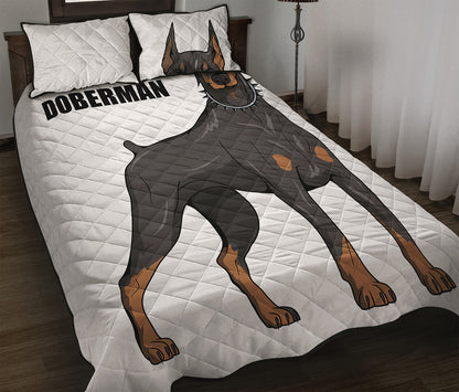 Doberman Pinscher Print Quilt Bed Set