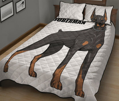 Doberman Pinscher Print Quilt Bed Set