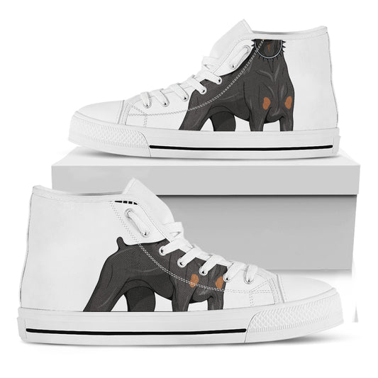 Doberman Pinscher Print White High Top Shoes