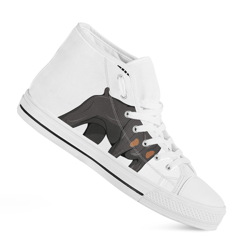 Doberman Pinscher Print White High Top Shoes