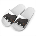 Doberman Pinscher Print White Slide Sandals