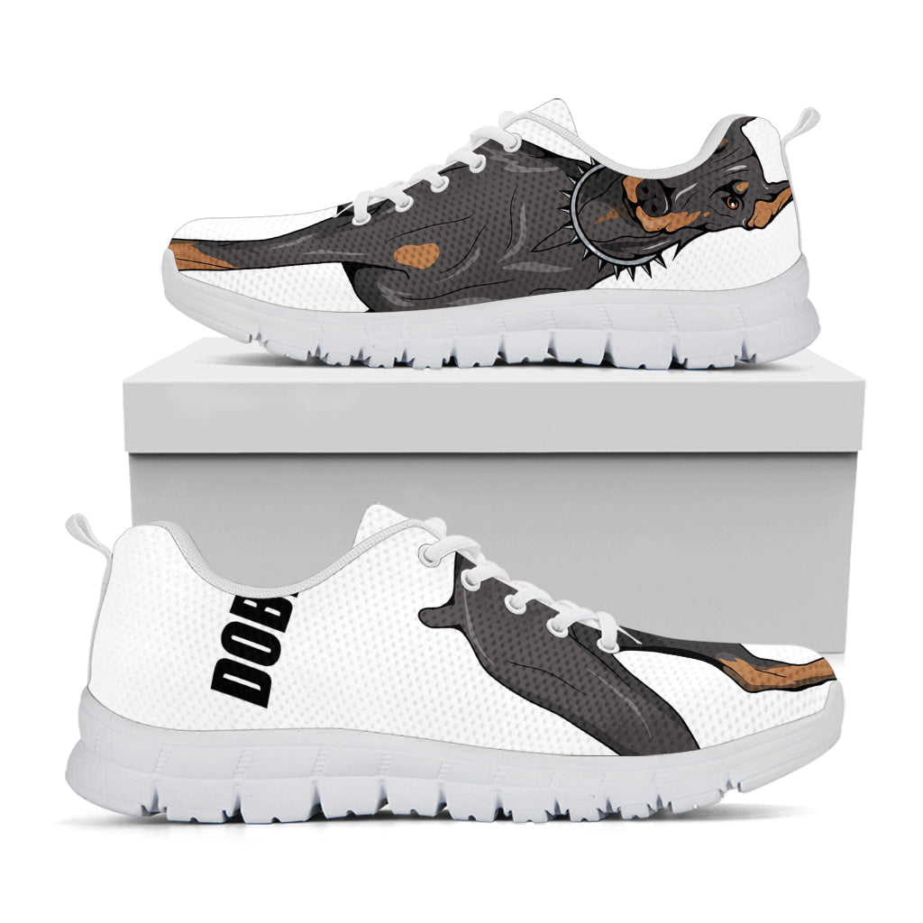 Doberman Pinscher Print White Sneakers