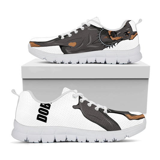 Doberman Pinscher Print White Sneakers