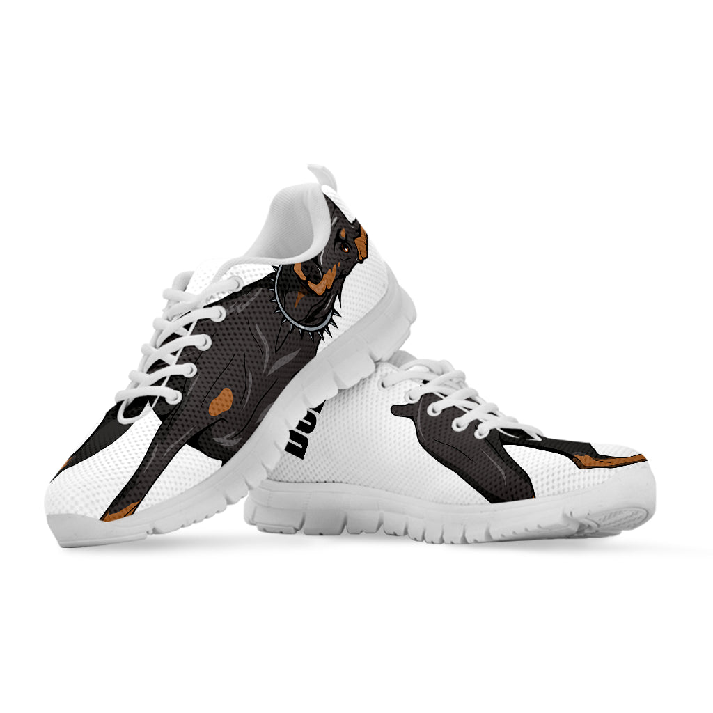 Doberman Pinscher Print White Sneakers