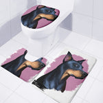 Dobermann Portrait Print 3 Piece Bath Mat Set