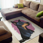 Dobermann Portrait Print Area Rug