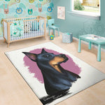 Dobermann Portrait Print Area Rug