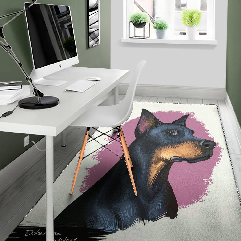 Dobermann Portrait Print Area Rug