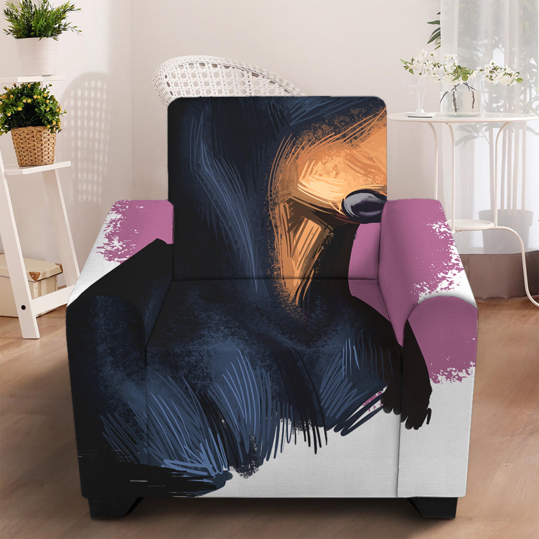 Dobermann Portrait Print Armchair Slipcover