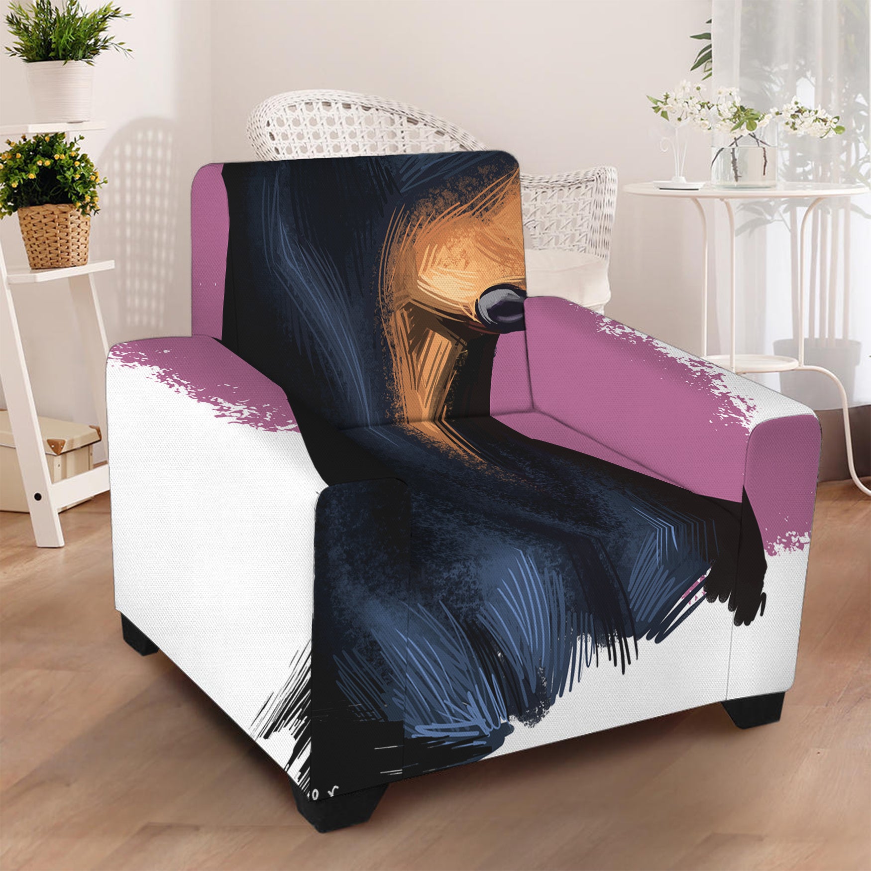 Dobermann Portrait Print Armchair Slipcover