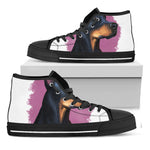 Dobermann Portrait Print Black High Top Shoes