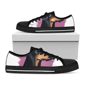 Dobermann Portrait Print Black Low Top Shoes 