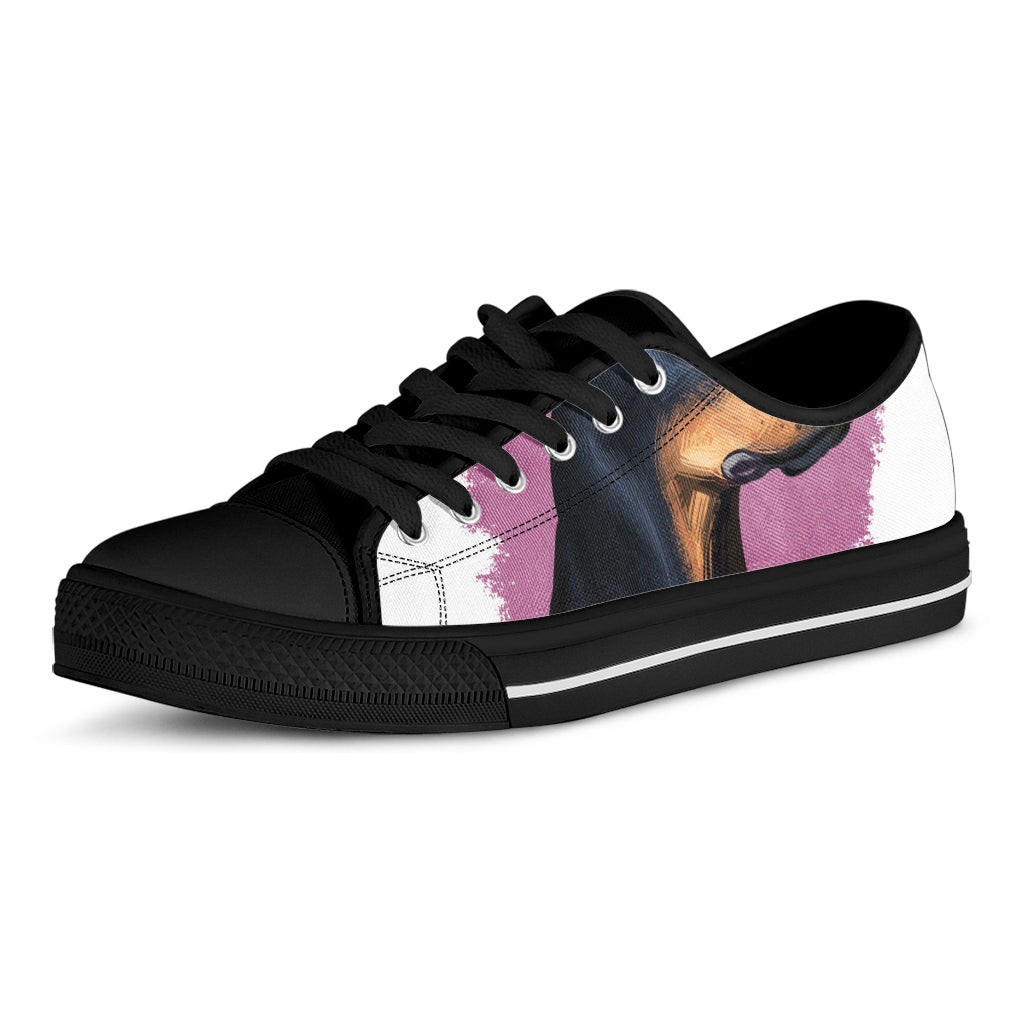 Dobermann Portrait Print Black Low Top Shoes 