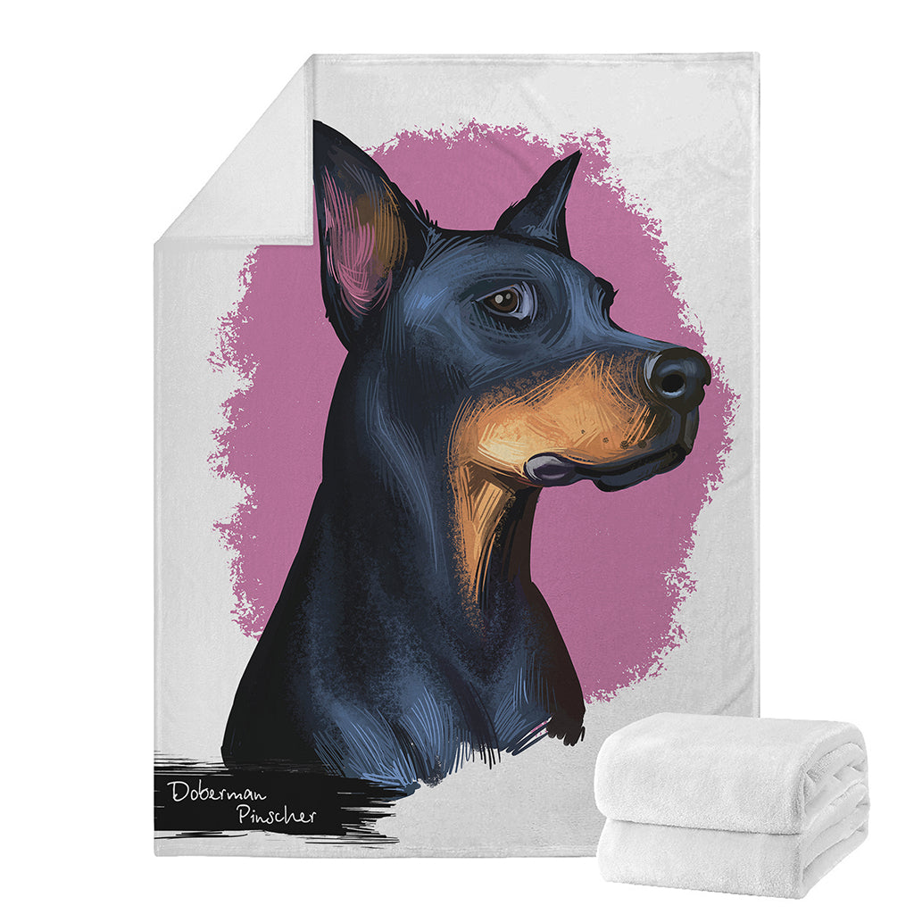 Dobermann Portrait Print Blanket