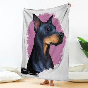 Dobermann Portrait Print Blanket