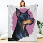 Dobermann Portrait Print Blanket